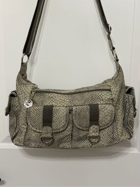 Travelon Anti-Theft Crossbody Bag Gray/Beige Snakeskin Pattern